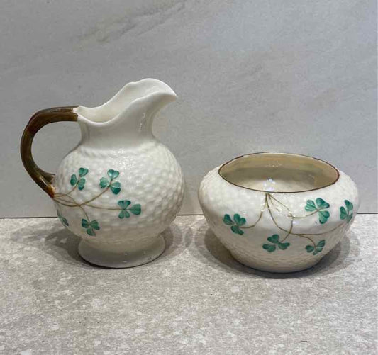 Belleek Sugar And Creamer