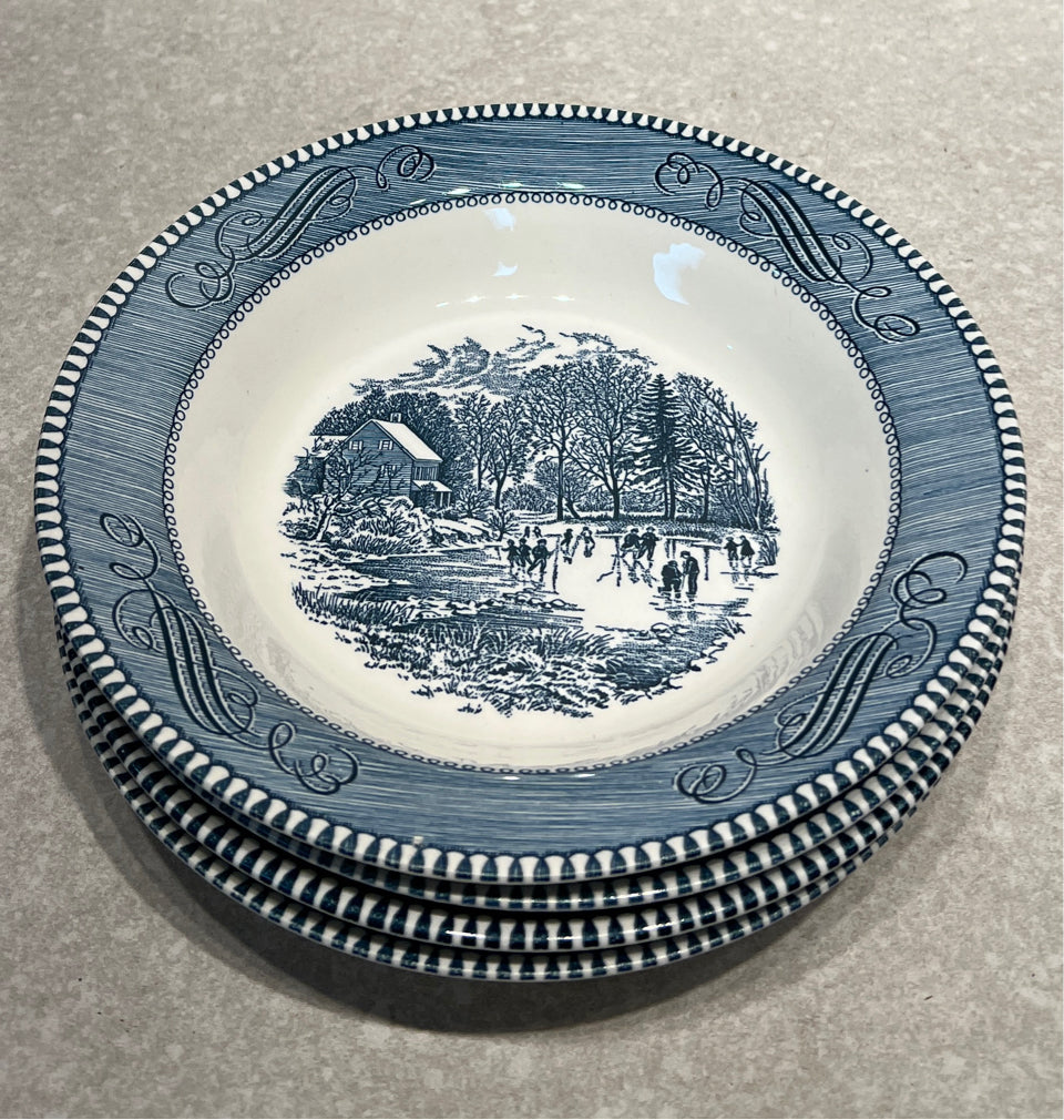 Set of 4 Currier And Ives Bowls
