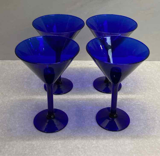 Set of 4 Blue Martini Glasses