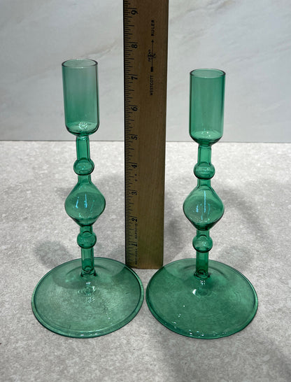 Set of 2 Candle Holders (Green)