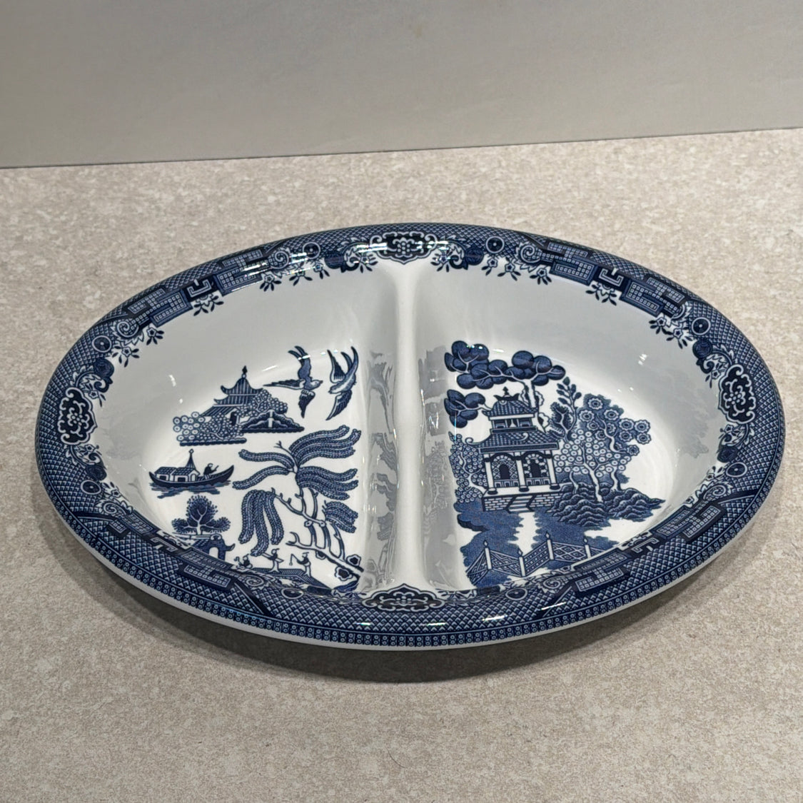 Blue Willow Divided Bowl