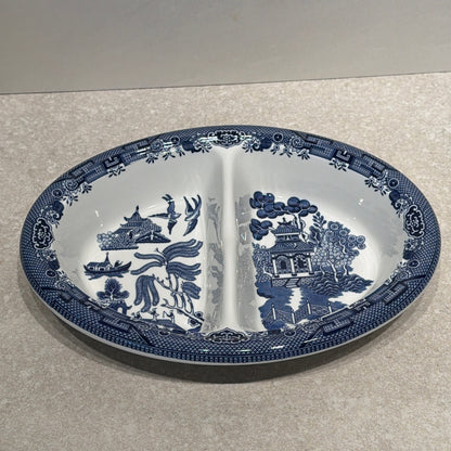 Blue Willow Divided Bowl