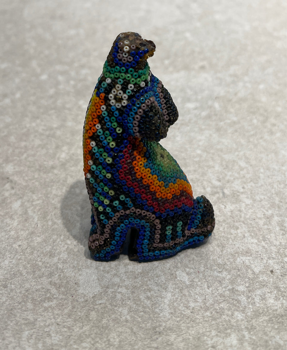 Huichol Beaded Howling Coyote