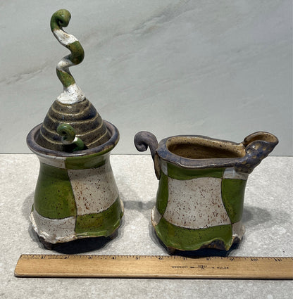 Pottery Sugar and CReamer