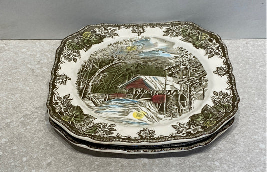 Set of 3 Friendly Village Plates