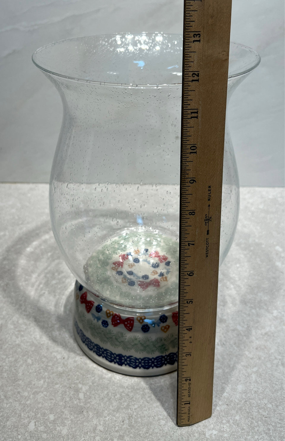 Polish Pottery Large Hurricane Lamp