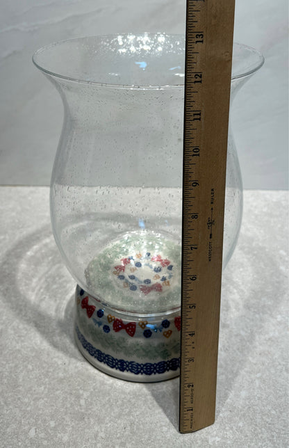 Polish Pottery Large Hurricane Lamp