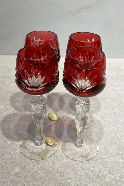 Set of 4 Bleikristall Cut to Clear Cordials