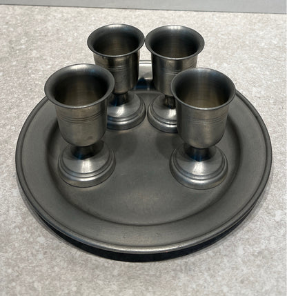 Pewter Cordial Set On Tray