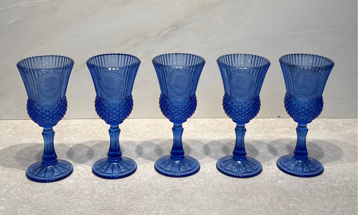 Set of 5 Blue Glasses