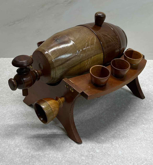 Wooden Wine Carafe with Cups