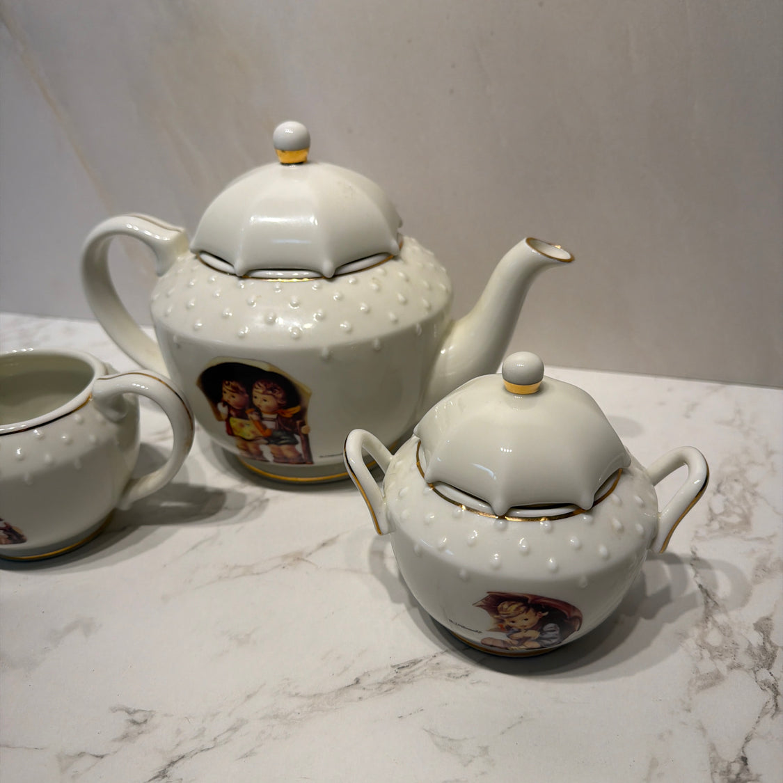 Hummel Teapot, Sugar, and Creamer