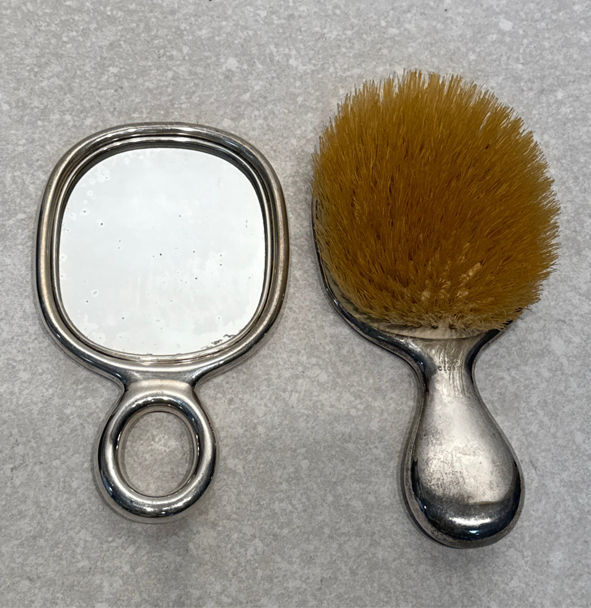 Sterling Vanity Mirror and Brush