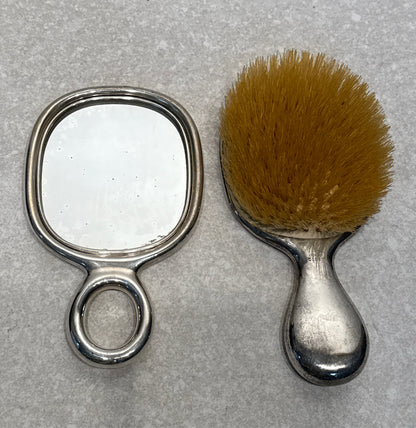 Sterling Vanity Mirror and Brush