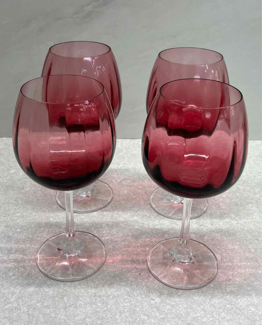 Set of 4 Pilgrim Cranberry Wine Glasses