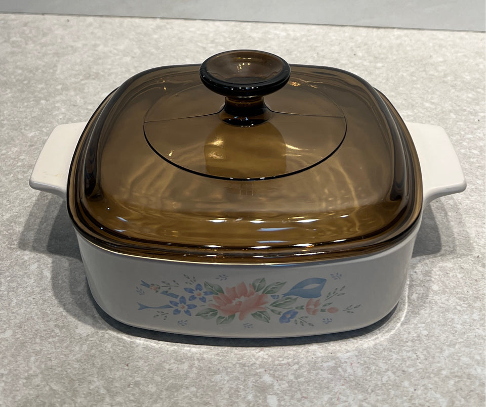 Covered Cornign Ware Bowl