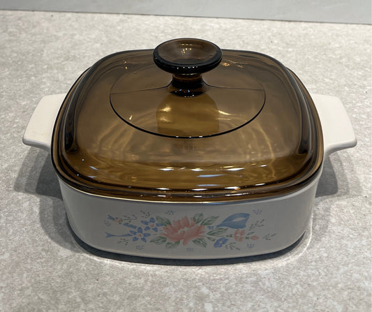 Covered Cornign Ware Bowl
