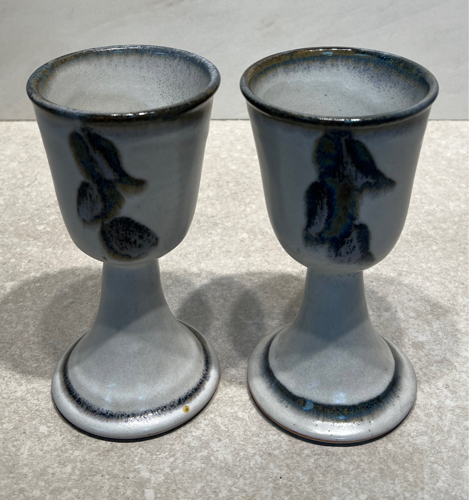 Set of 2 Pottery Goblets