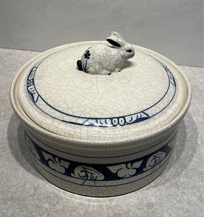 Dedham Pottery Covered Bowl - as is