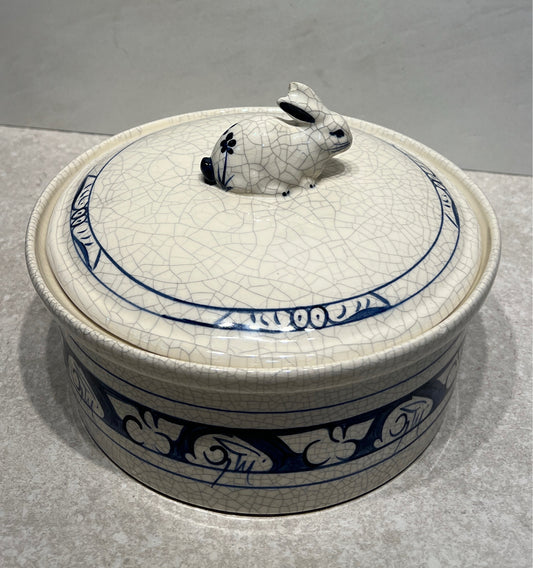Dedham Pottery Covered Bowl - as is