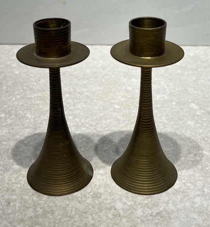 Set of 2 Brass Candleholders/Bells