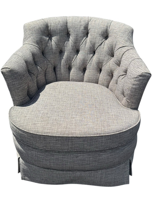 Gray Upholstered Chair On Wheels