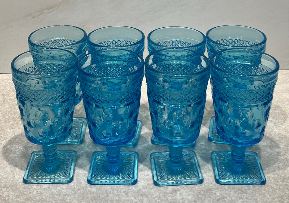 Set of 8 Aqua Blue Glasses