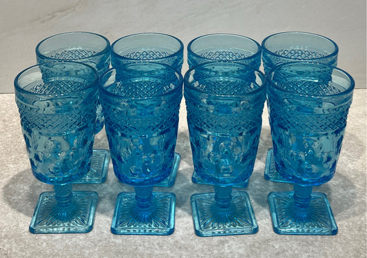 Set of 8 Aqua Blue Glasses