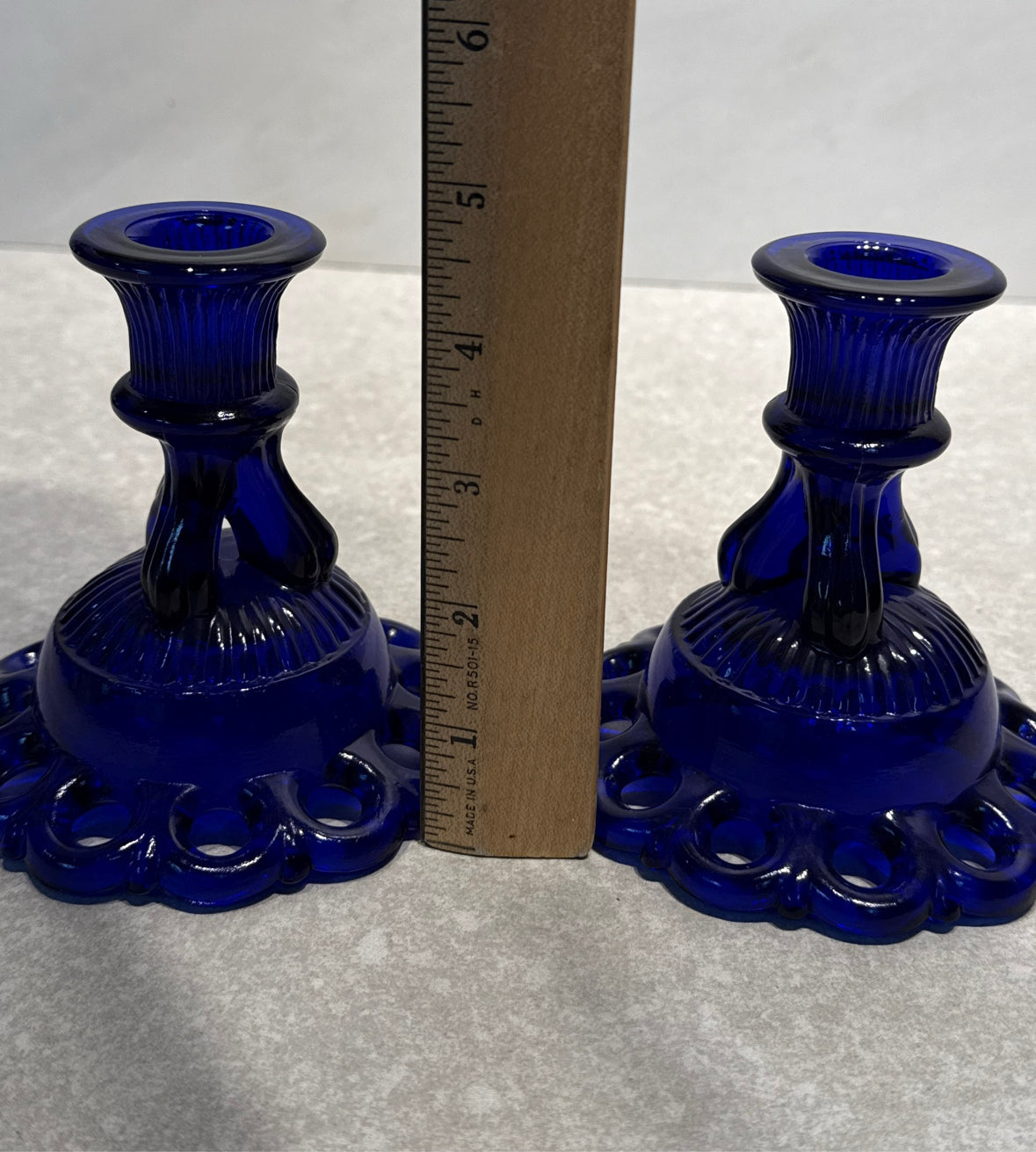 Set of 2 Blue Candleholders