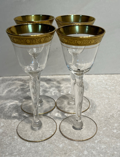 Set of 4 Gold Rim Glasses