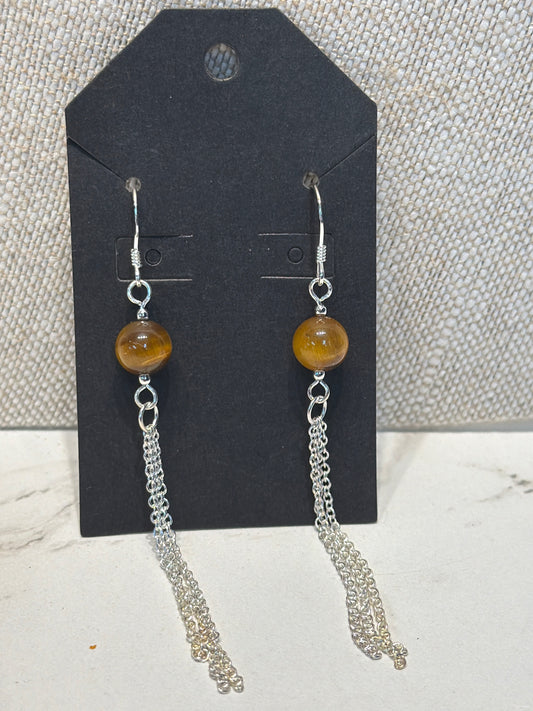 Sterling Earrings - Tiger Eye