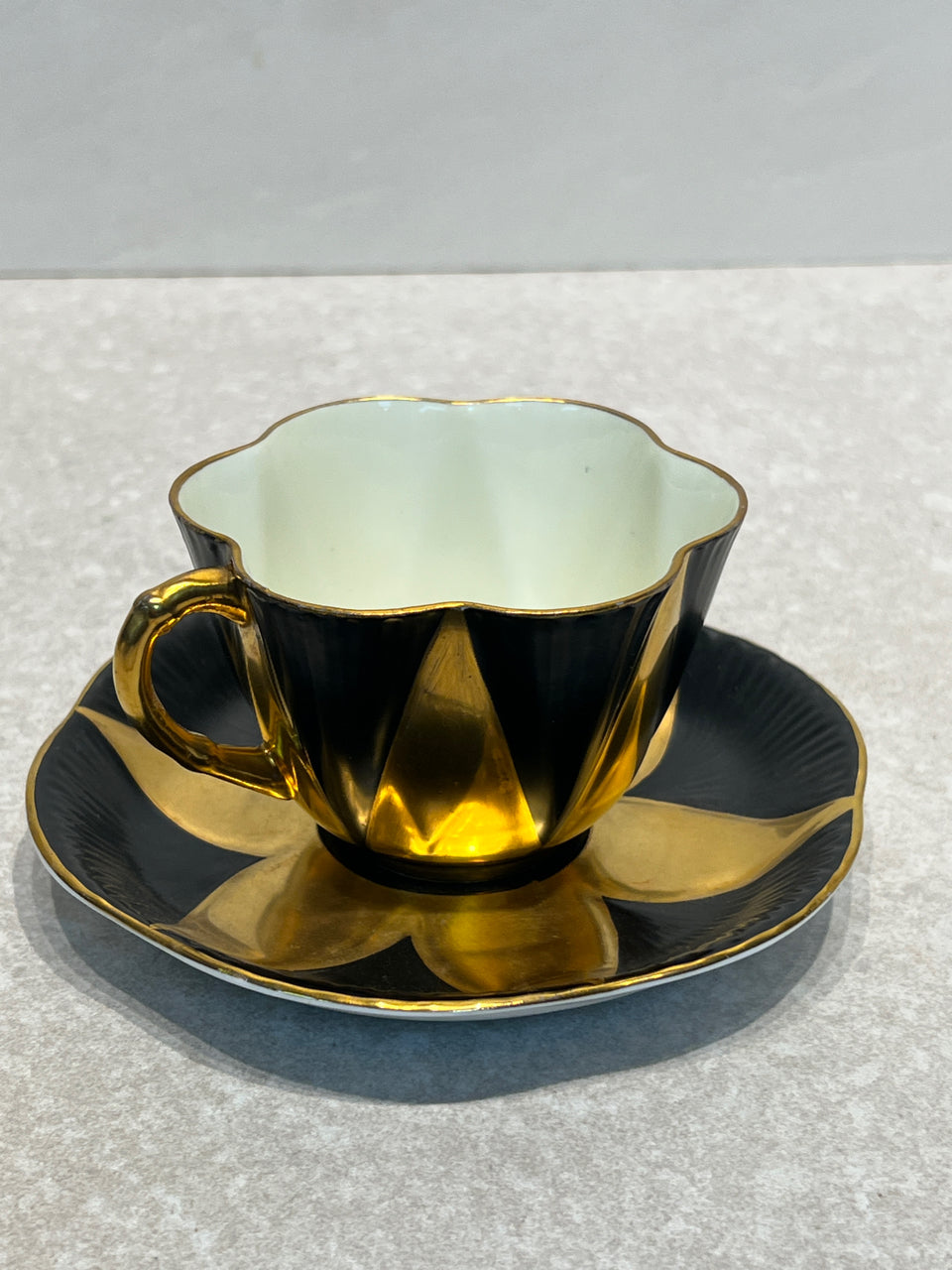 Shelley Cup and Saucer - Black Harlequin