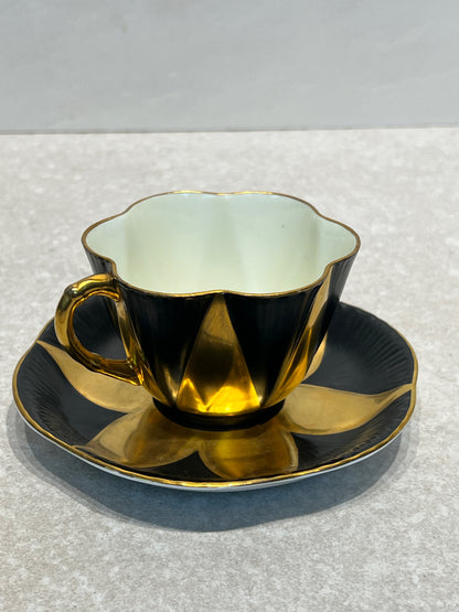 Shelley Cup and Saucer - Black Harlequin