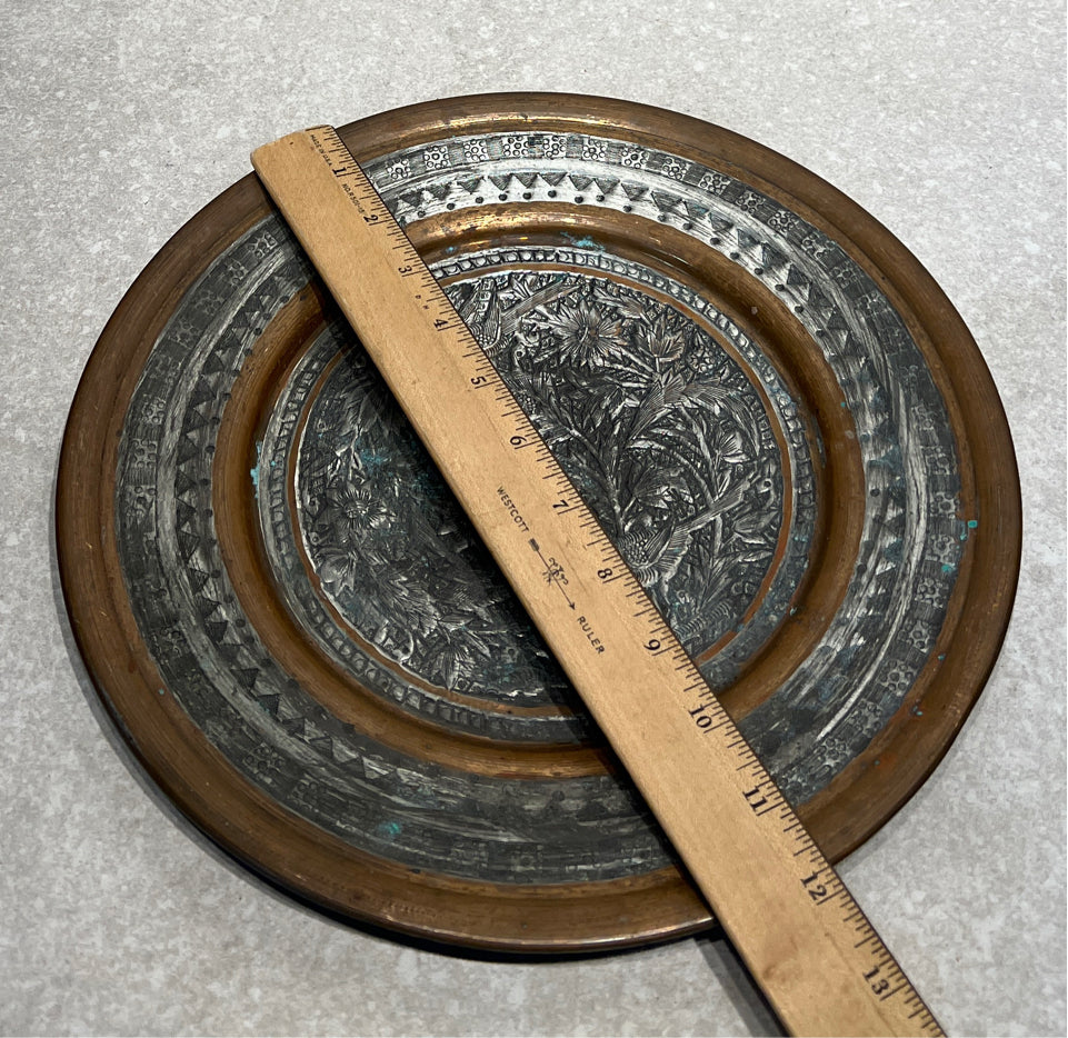 Antique Silver Tone & Copper Plate