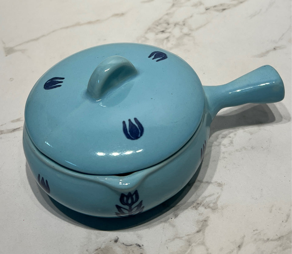 Blue Tulip Covered Bowl