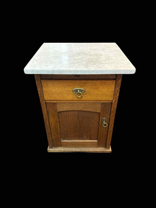 Marble Top Oak End Table