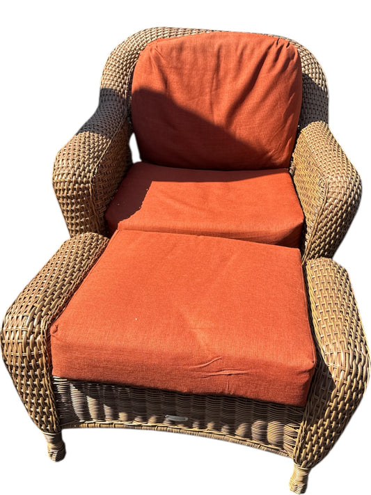 Resin Wicker Chair and Ottoman