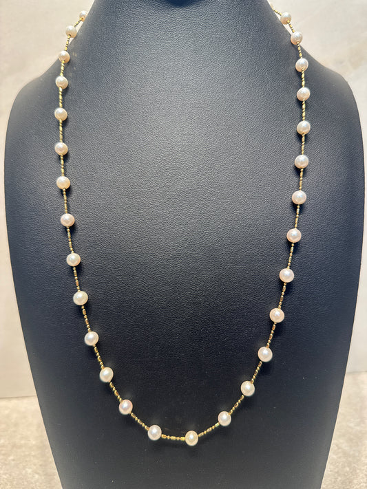 14K Gold And Pearl Neckace