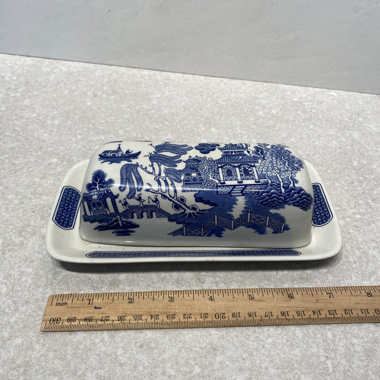 Blue Willow Covered Butter Dish