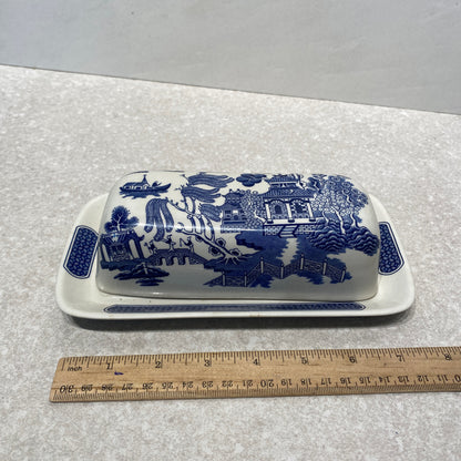 Blue Willow Covered Butter Dish