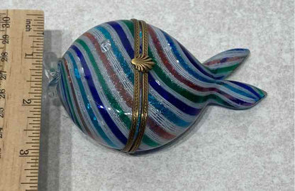 Murrano Glass Latticino Ribbon Fish Box
