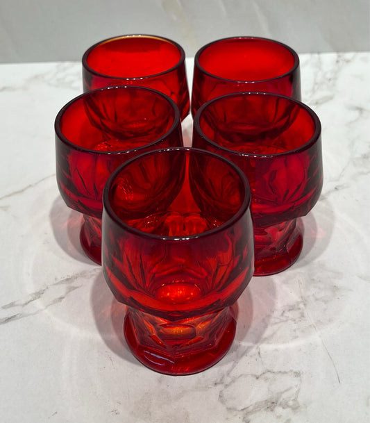 Set of 5 Red Glasses
