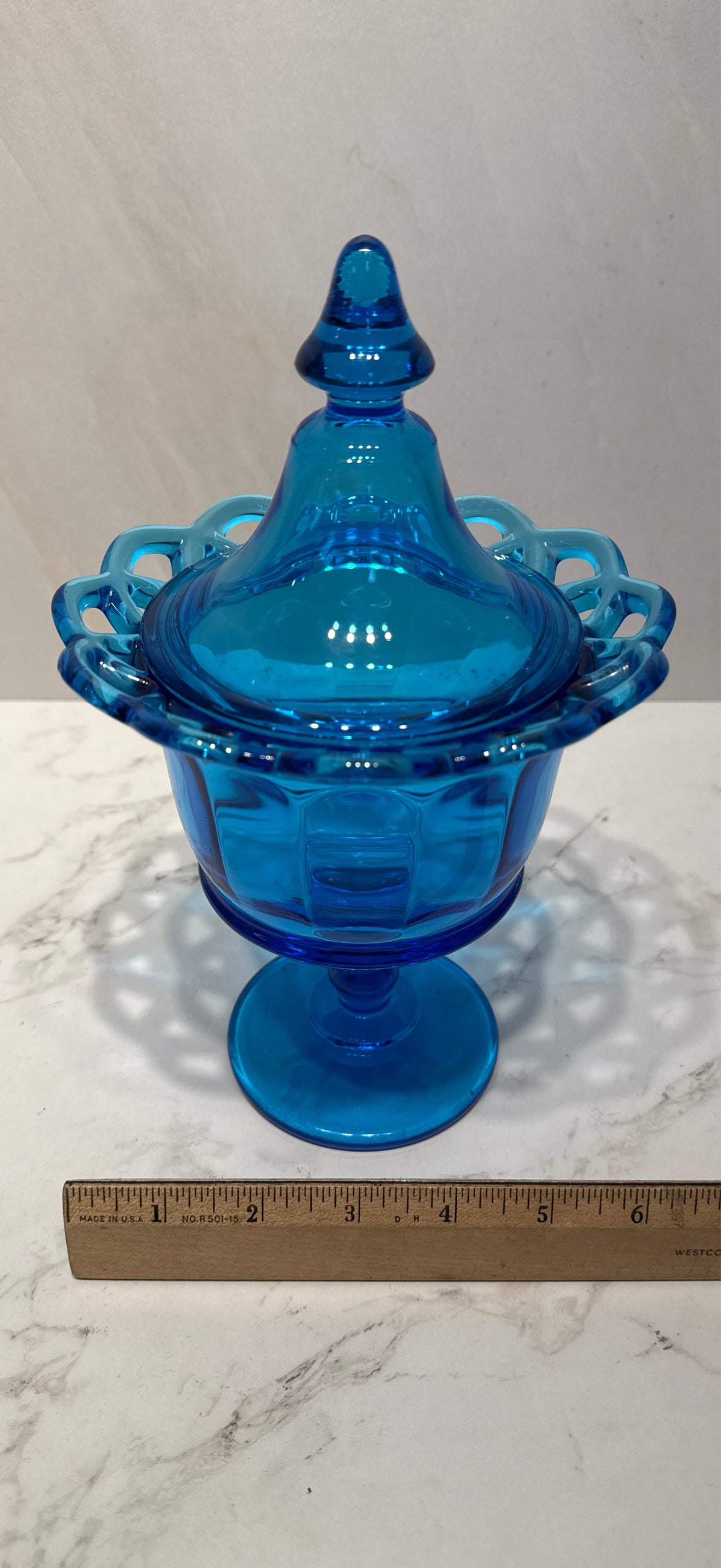 Covered Blue Candy Dish