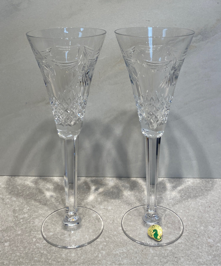 Set of 2 Waterford Crystal Champagne Glasses