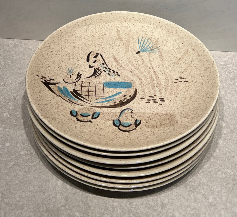 Set of 8 Red Wing Bob White Dinner Plates