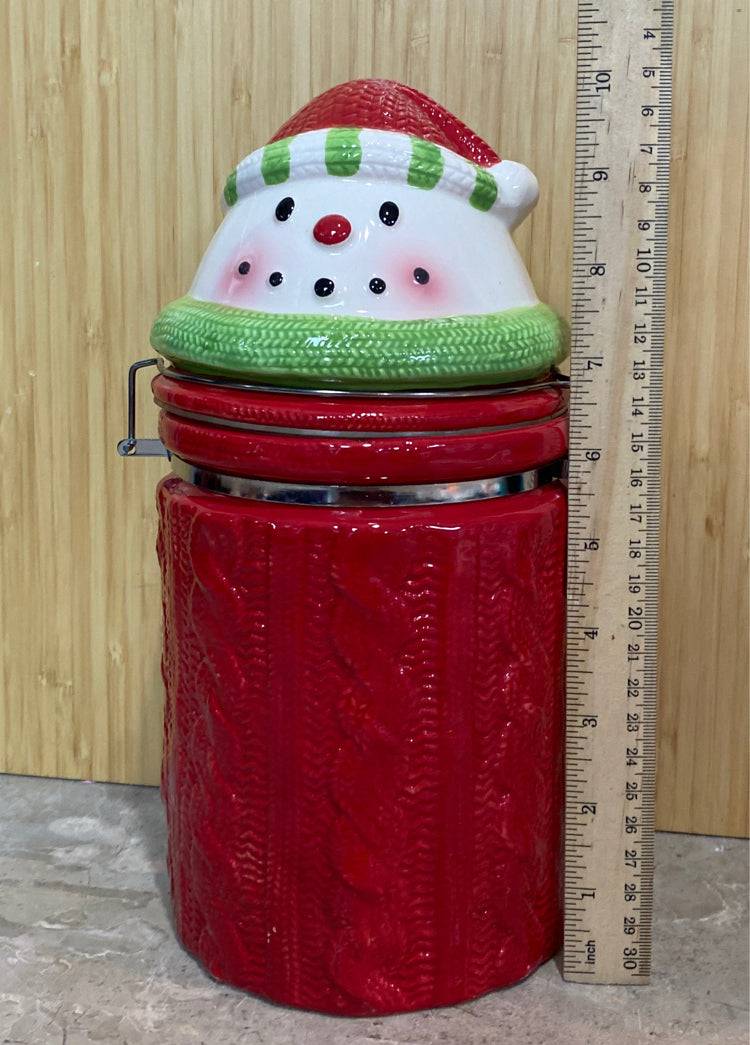 Covered Snowman Jar