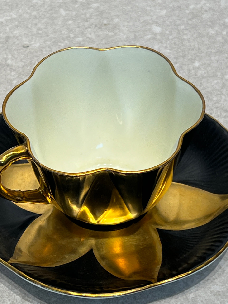 Shelley Cup and Saucer - Black Harlequin