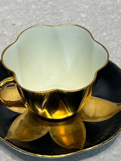 Shelley Cup and Saucer - Black Harlequin