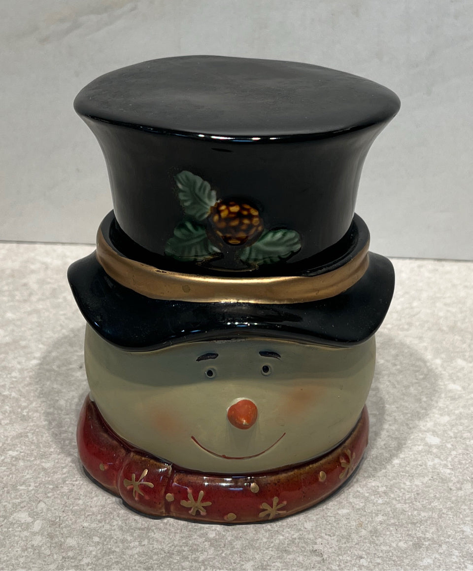 Covered Snowman Jar
