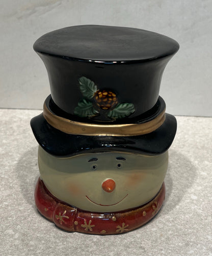 Covered Snowman Jar